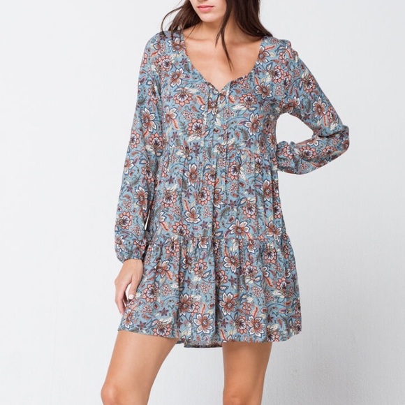 HP! NWT Sky and Sparrow Floral Henley Babydoll Dress - Picture 3 of 7